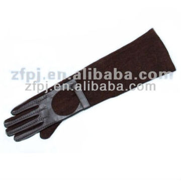 brown color long arm suede gloves